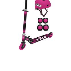 Kids Pink Scooter With Helmet And Pads 