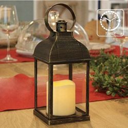 Brand New Decorative Lanterns with Timer Flameless Candle Using Battery for 10''H Outdoor and Indoor Hanging,Lantern Decor for Wedding with Plastic an