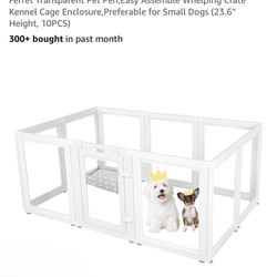 Clear Acrylic Plastic Dog Playpen Indoor,for Puppy Cat Rabbit Ferret Transparent Pet Pen,Easy Assemble Whelping Crate Kennel Cage Enclosure,Preferable