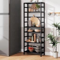 Homykic 6-Tier Bamboo Bookshelves and Bookcases, Adjustable 6