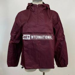 Obey Women's Hooded Anorak International 2 Maroon S  NEW Shepard Fairey.
