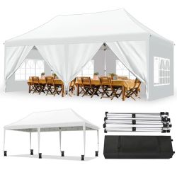 10x20 EZ Pop Up Canopy Tent Party Tent Outdoor Event Protable Instant Shelter Tent Gazebo with Removable Sidewalls and Carry Bag,