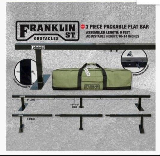 FRANKLIN ST. OBSTACLES PACKABLE FLAT BAR RAIL 9′ BLACK