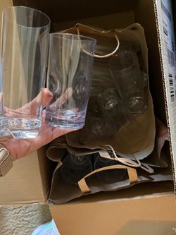 Tall and short nice quality clear plastic cups. The short have little indentations for fingers.