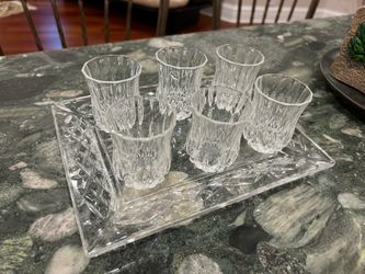matching vintage-style clear pressed glass serving set