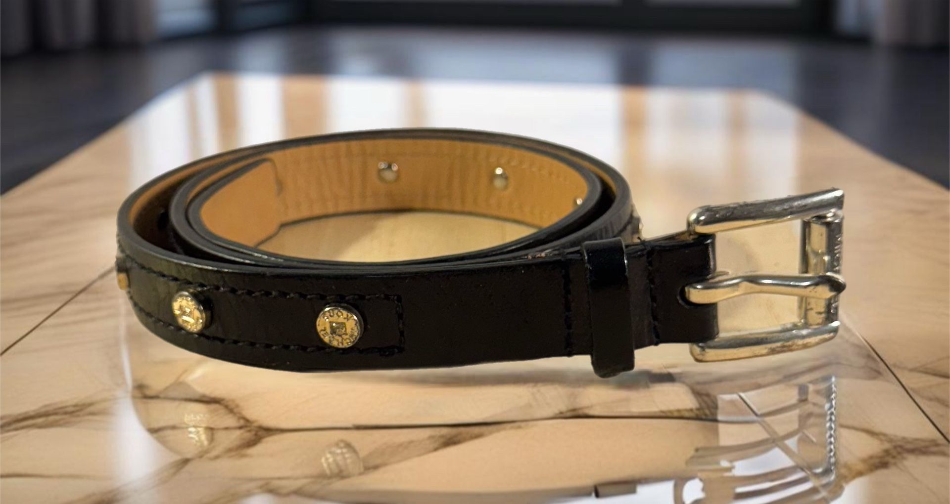 Michael Kors Unisex Genuine Leather Belt Sz M 26-28” Waist Black Designer EUC