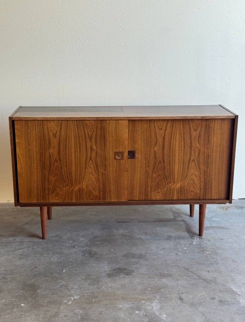 Danish Mid-Century Modern Rosewood Sideboard - Vintage Credenza with Sliding Doors