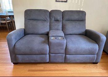 Blue Grey 71” Power Reclining Loveseat With USB