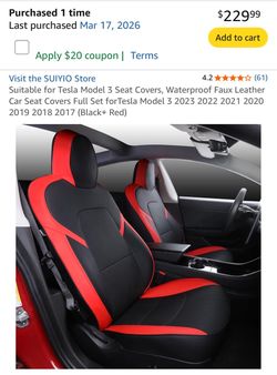 Tesla Model 3 seat cover-Red/Black