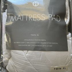 Twin Mattress Pad, Hypoallergenic, Down Alternative Fill, 500 Thread Count Cotton