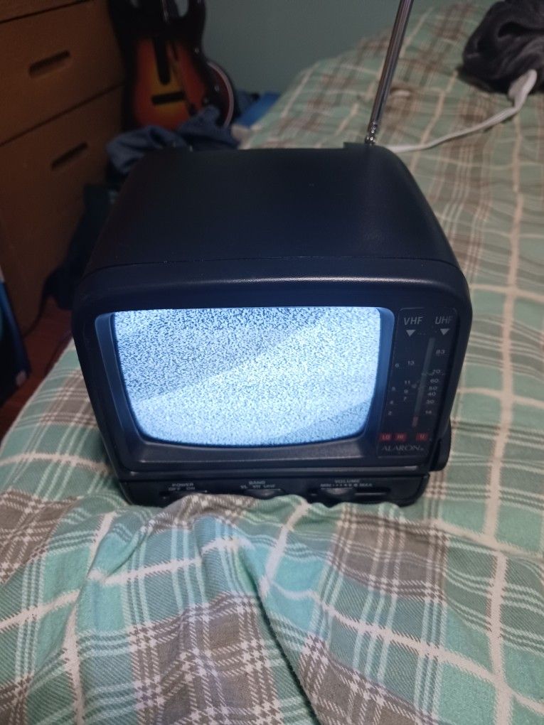 Vintage Alaron Portable Black And White TV With Power Supply Works!!!