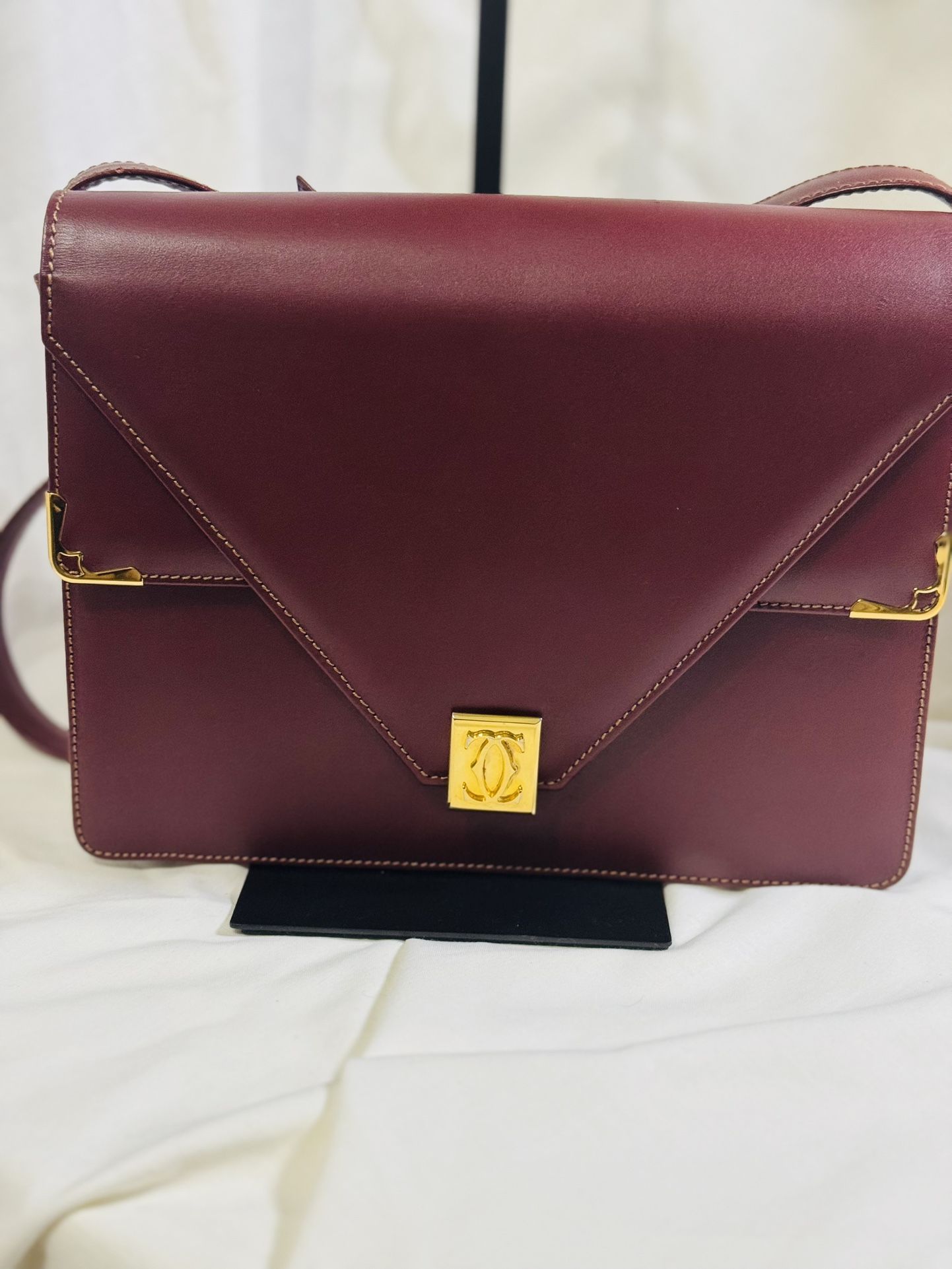 Cartier Bordeaux  Leather Handbag (Vintage)