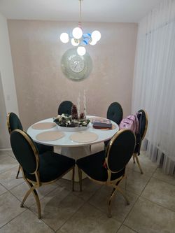 Dining green velvet 6 Chairs