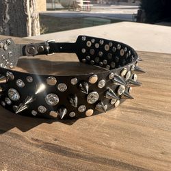 Spike Leather Dog Collar 15.5 -17.5 Inches For People Or Dogs