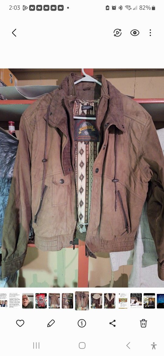 Mens Leather Bomber Style Jacket