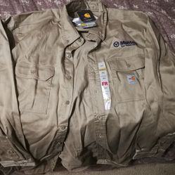 NEW CARHARTT, FLAME-RESISTANT WORK  SHIRT, TAN COLOR 2X & 3X 