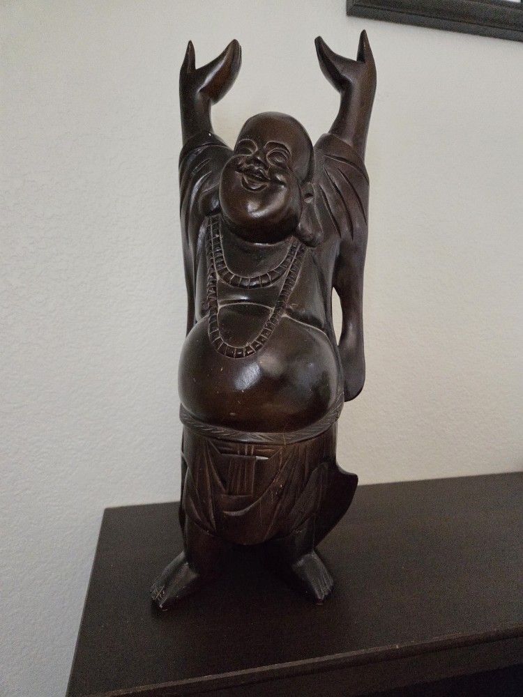 Vintage Red Rosewood Laughing Buddah