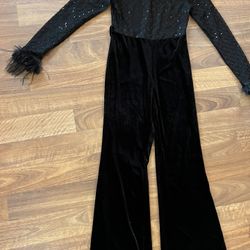 Women’s Black Velour + Sequence Jumpsuit Brand New 