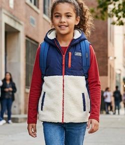 NEW Eddie Bauer Shearling Fleece Hooded Vest  Girls Size Large (14 NWT