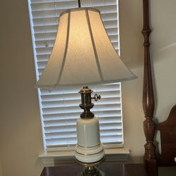 Pair Of Vintage Stiffel Brass & Porcelain Table Lamp 