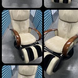 Human Touch HT-120 / HTT-10CRP Roller Massage Chair Recliner Cream Leather As IS The chair does not function the power cord and the hand massage contr