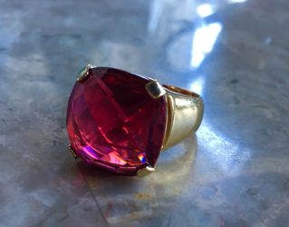 Swarovski ruby & 14k gold cocktail ring