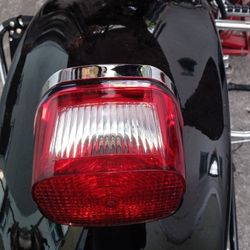 Harley Davidson Rear Tail Light With License Plate Window Light And Chrome Bezel