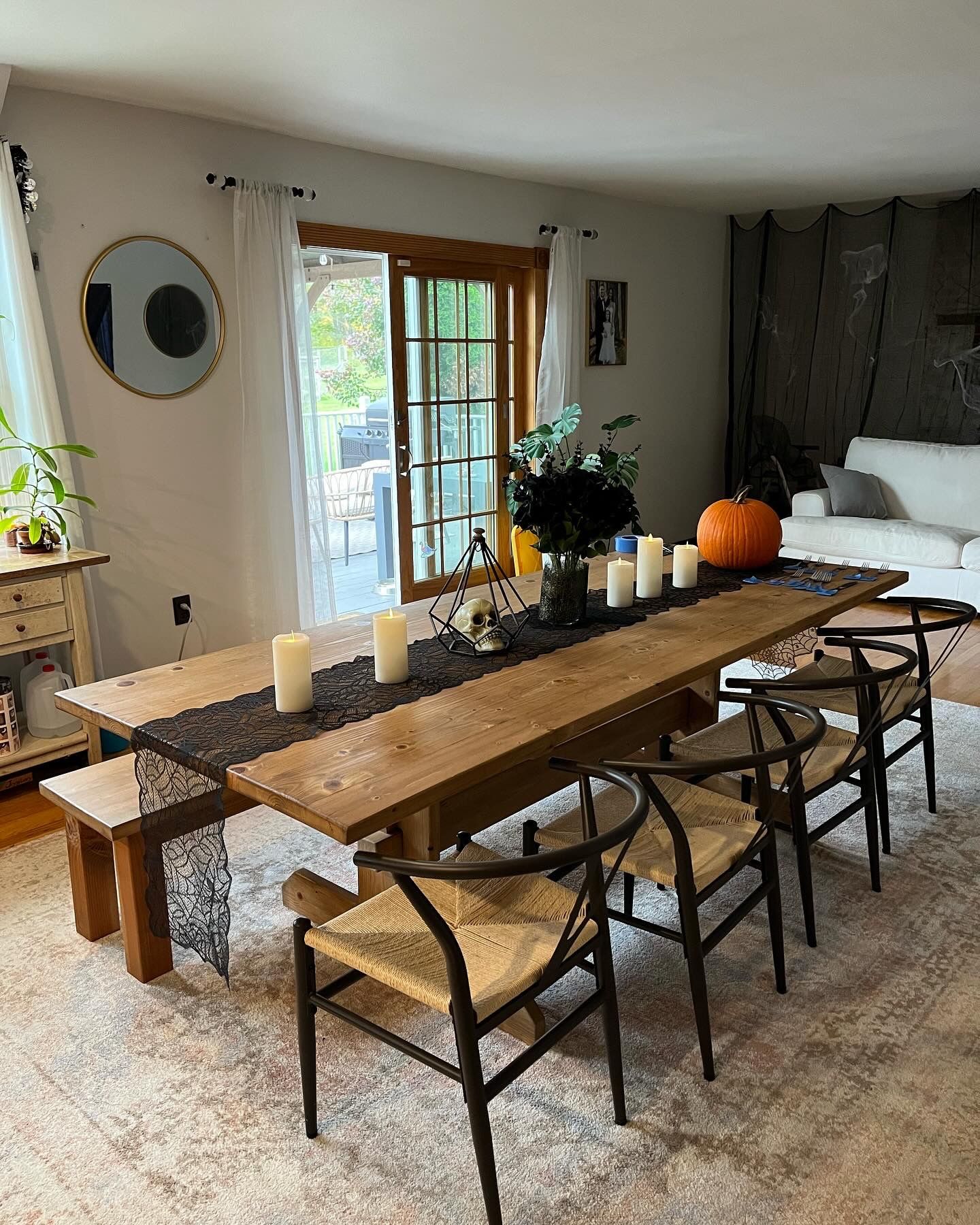 8ft Barn Wood Table w/ Bench and Chairs
