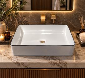 Juvia Rectangle vessel Sink With Black Lip