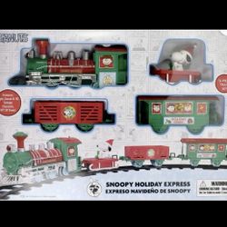 Peanuts Snoopy Christmas Holiday Express Train Set 12pc, Lights And Sounds New 2025