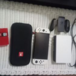 Nintendo Switch OLED Bundle With Games Controllers Charging Doc Case