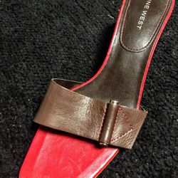 Ladies Leather Slides/Heels ~ Sz 8