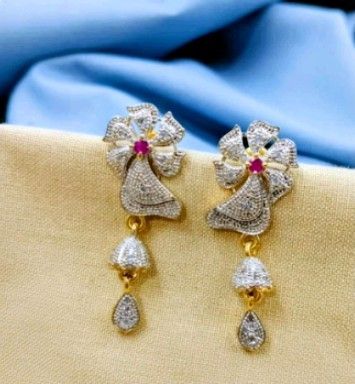 Gold Plated Flower Shaped Earrings
