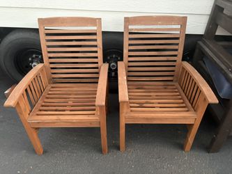 2 Wood Outdoor Patio Chairs