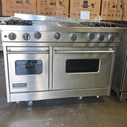 Viking 48”Wide All Gas Range Stove In Stainless Steel With Chargrill And Griddle 
