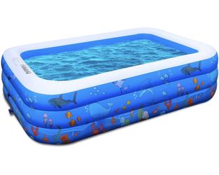 Inflatable Pool,100" X71" X22" Inflatable Swimming Pool, FUNAVO Family Swimming Pool for Kids, Baby, Toddler, Adults, Blow Up Kiddie Pool for Outdoor,