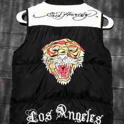 ED HARDY  LOS ANGELES  KIDS PUFFER VEST EMBROIDERED UNISEX SIZE SMALL 