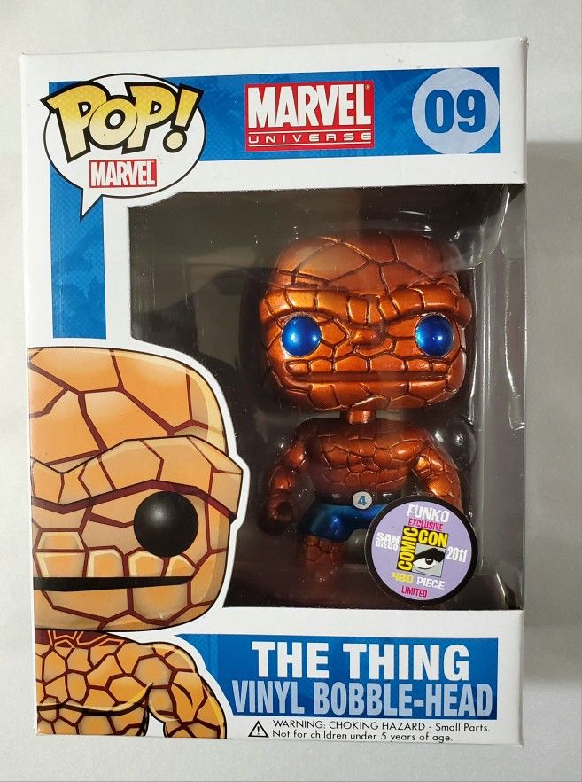 Authentic Very Rare Marvel The Thing Funko Pop Metallic SDCC 2011 #09 480 Pieces Fantastic Four MCU