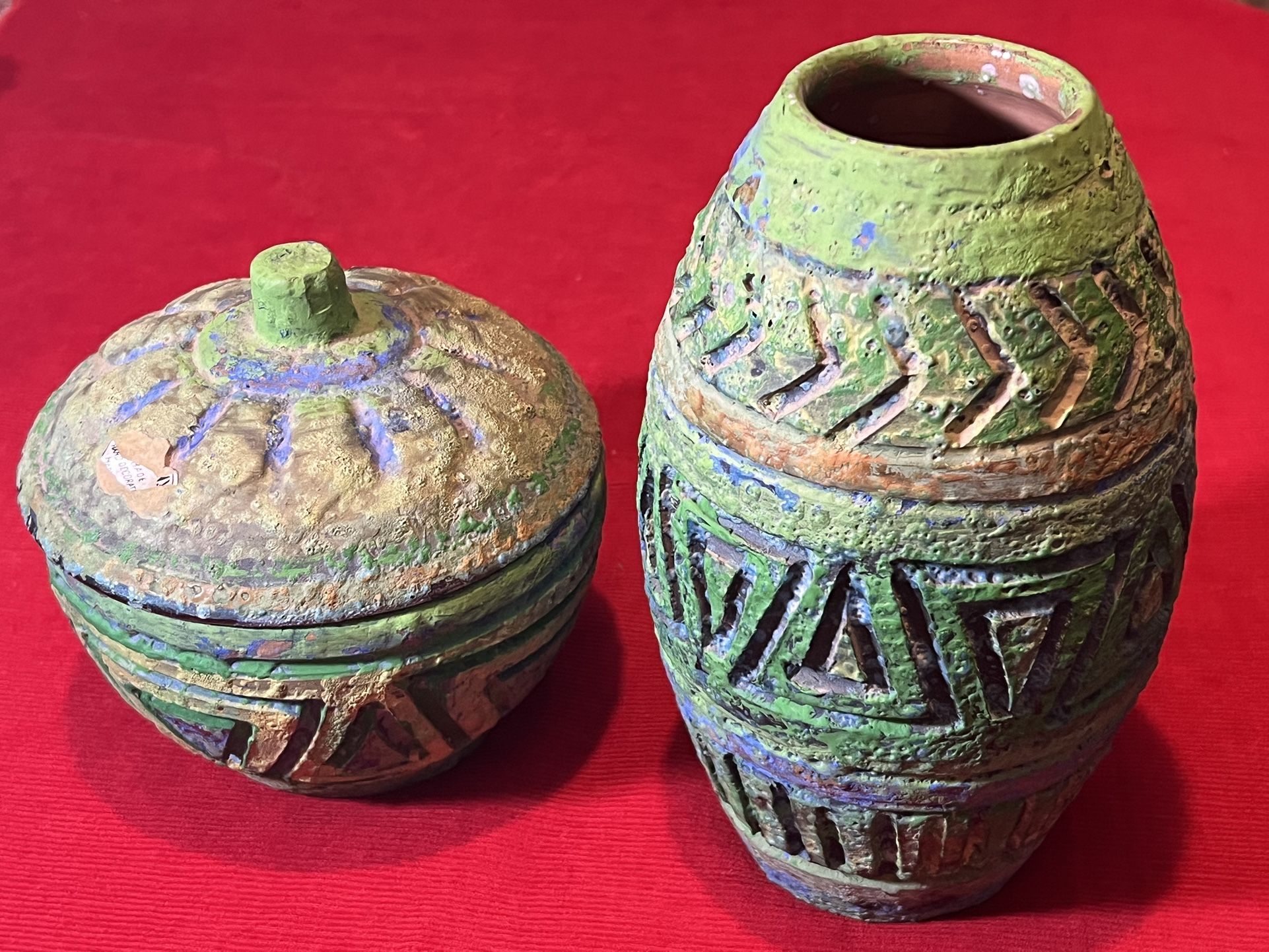Italian Bitossi Vase & Dish W/Lid !