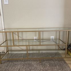 Glass And Gold Tv Stand Or Bookshelf