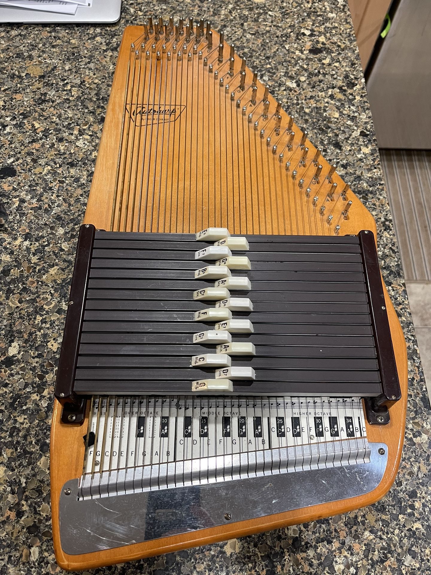 Vtg oscar schmidt Wood autoharp 36 string 15 chord