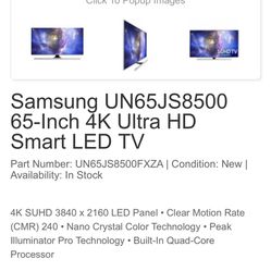 Samsung 65” Inch Ultra HD 4k Smart LED TV