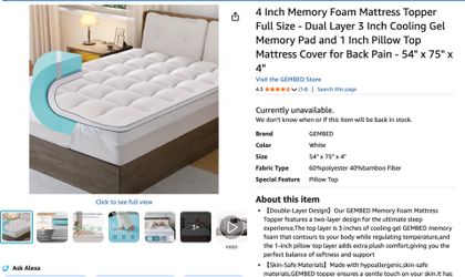 Mattress topper