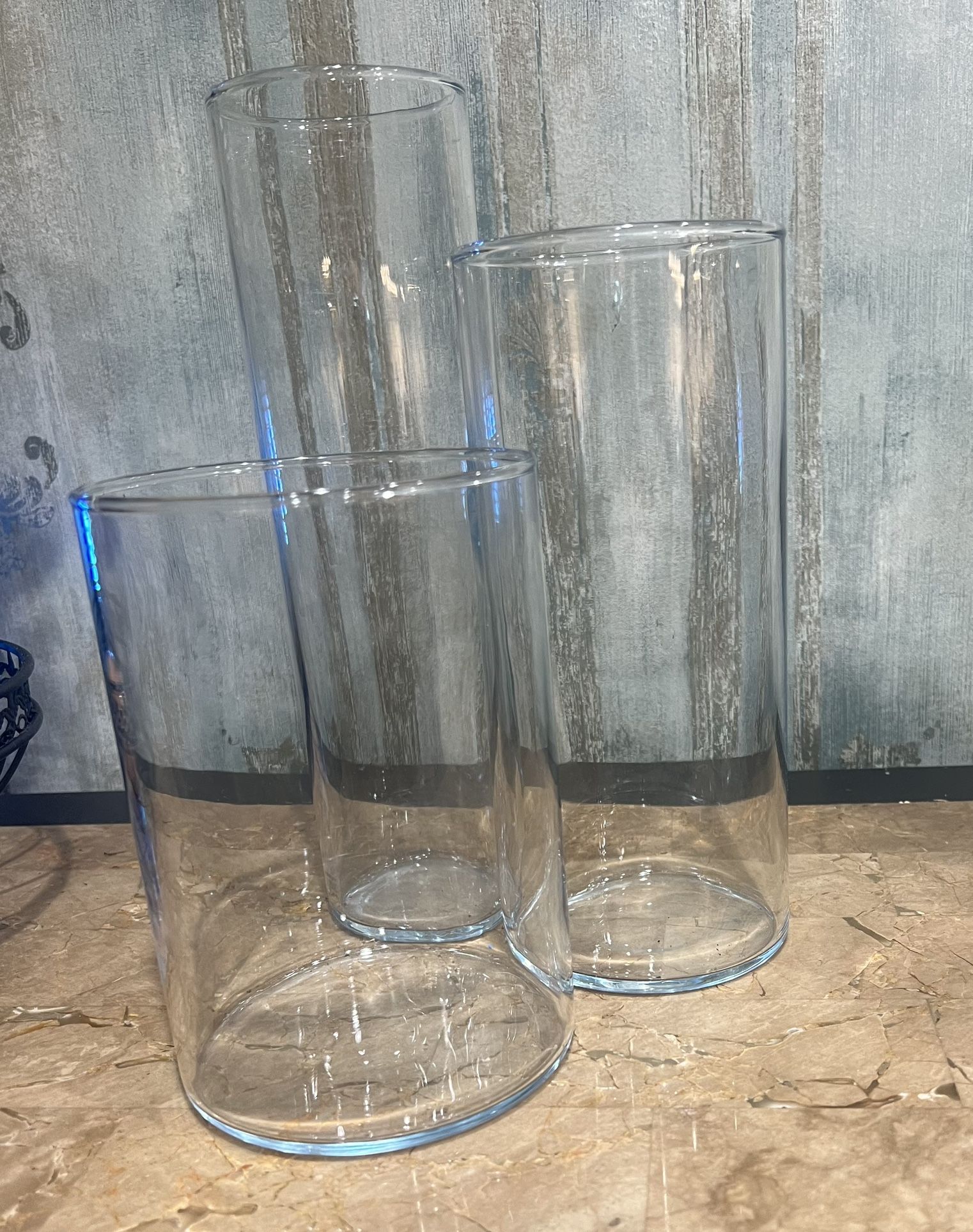 Blue Rose  Glass Vase Set