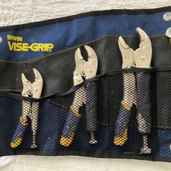 3 piece Irwin Vise-Grip Locking Pliers, rubber coated grip, carry case