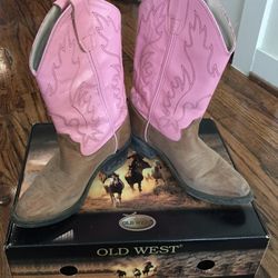 Western Boots - Brown/Pink (Kids Size 4.5)