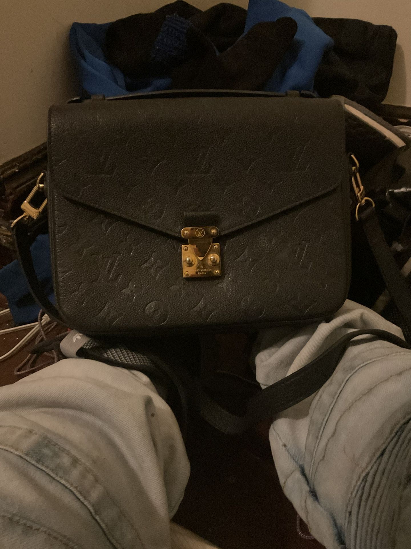 Louis Vuitton Pochette Métis Monogram Empreinte All Black Hand Bag In Pristine Used Condition Cheapest Used Price Is $2640 Get Now For Cheap