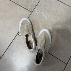 Beige Vans Slip-On Suede Shoes