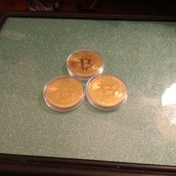 Set Of Three Tribute Type Bitcoins, Big And Beautiful Coins