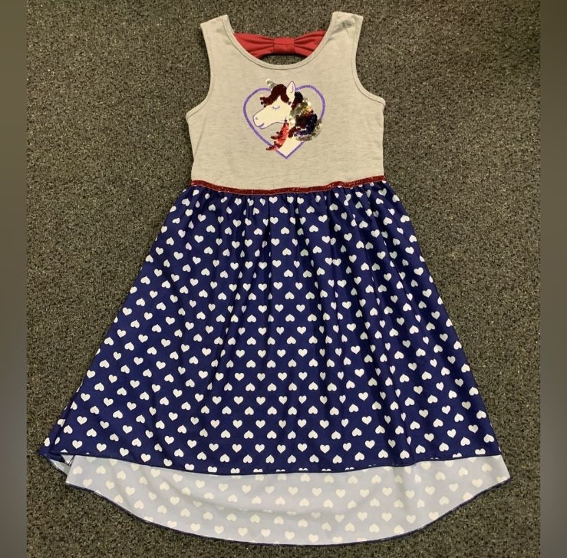 Girls size 10/12 sequined unicorn Fourth 4th of July patriotic dress